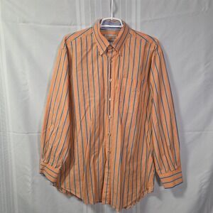 James Tattersall Button Down Mens XL Orange Multi Stripe Long Sleeve Shirt